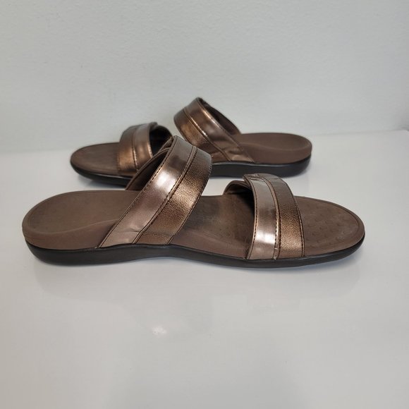 Vionic Shore Metallic Bronze 2 Strap Slip on 9 - Picture 2 of 7